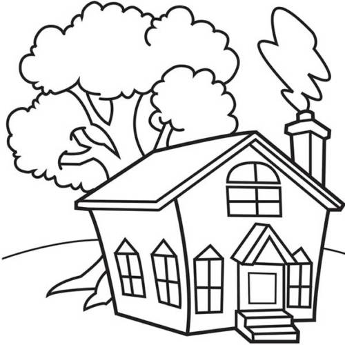 casa com árvores casinha feliz