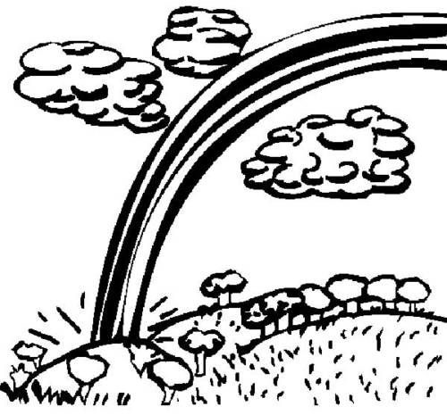 no ceu desenho de arco íris