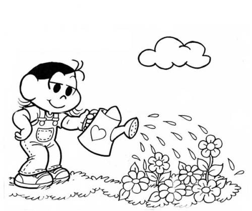 desenhos da magali regando a natureza