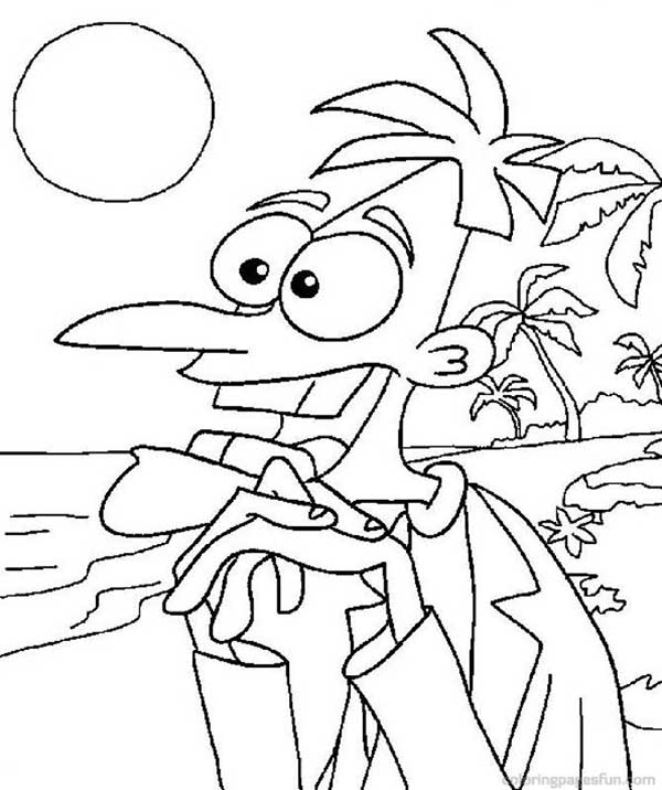 Phineas e Ferb para colorir com sol