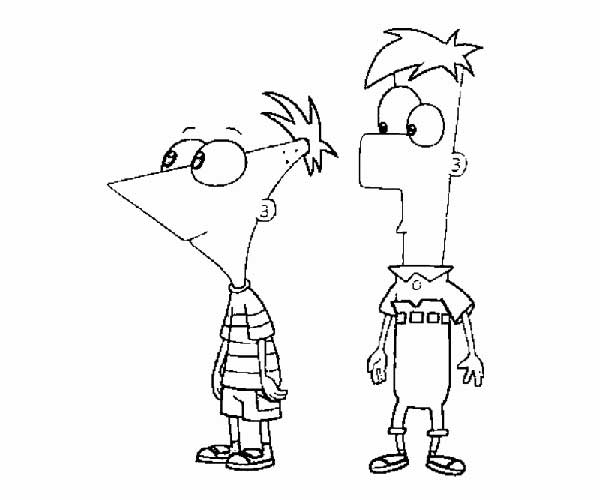 prontos para a aventura desenhos do Phineas e Ferb para pintar