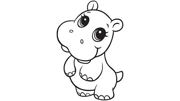 Hipopotamo para colorir fofo