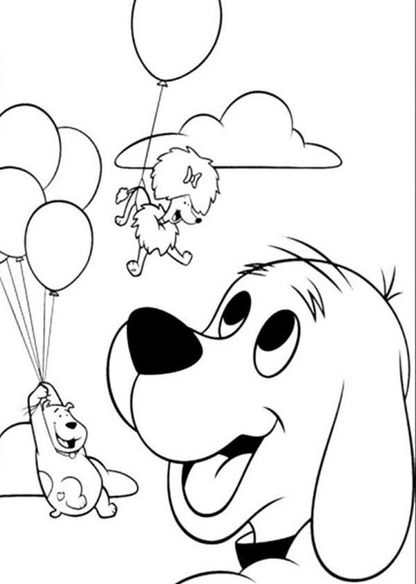 com baloes 1 Clifford para colorir