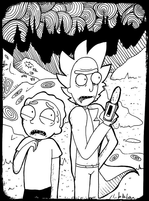 cenas da animacao Rick e Morty