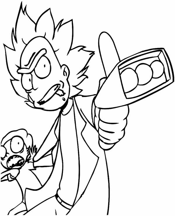 pistola desenhos de Rick e Morty para pintar