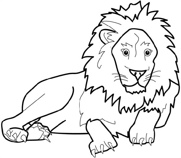 rei da selva Leão para colorir.