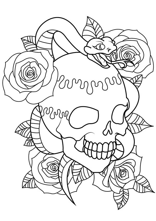 caveira com rosas