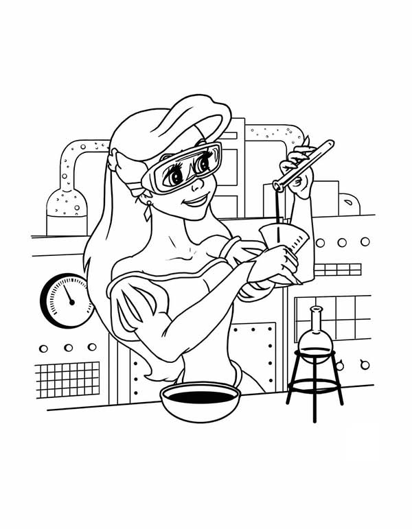 laboratorio para colorir menina fazendo