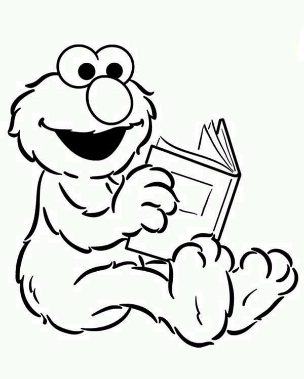 lendo livro 1 desenhos da Vila Sésamo para pintar