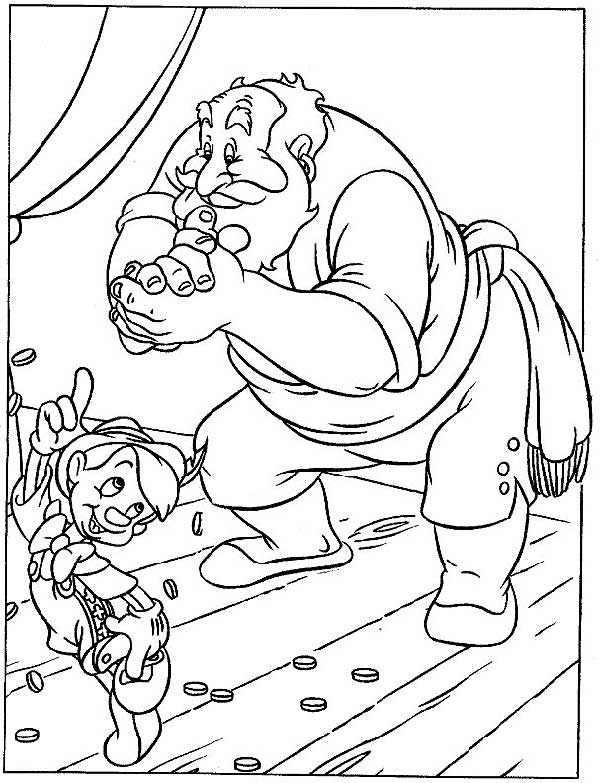 pinoquio e homem Desenhos do Pinóquio para colorir