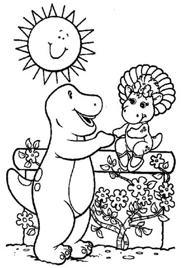 com sol 1 Desenhos de Barney para colorir