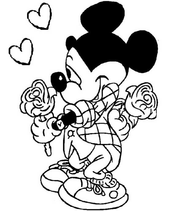 mickey com flores