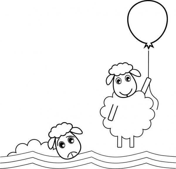com baloes Shaun, o Carneiro para colorir