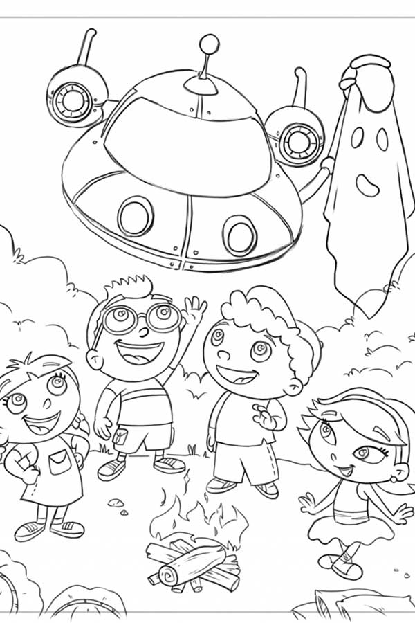 desenhos de mini einsteins para colorir com nave espacial