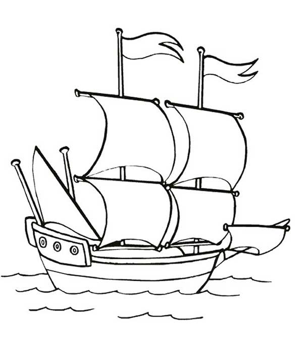 Barco no mar 1 com velas grandes