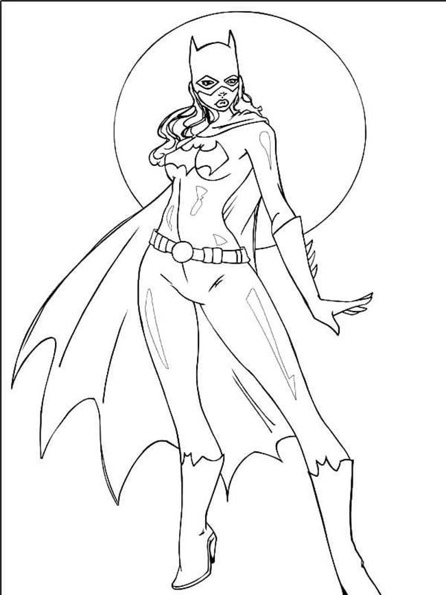 com lua cheia Desenhos de Batgirl para colorir