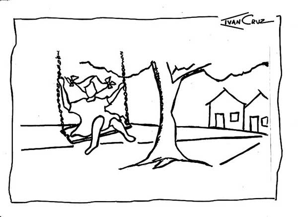 menina no balanco desenhos grátis