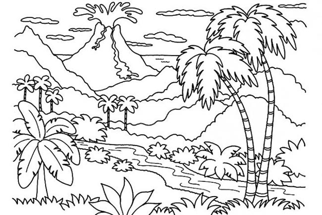 paisagem com vulcao