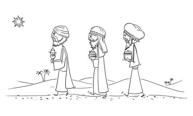 Desenhos dos Três Reis Magos para imprimir