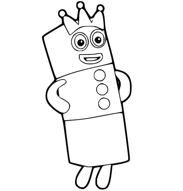 com coroa Numberblocks para pintar