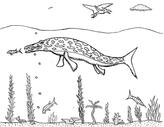 dinossauros antigos Desenhos do Mosassauro para colorir