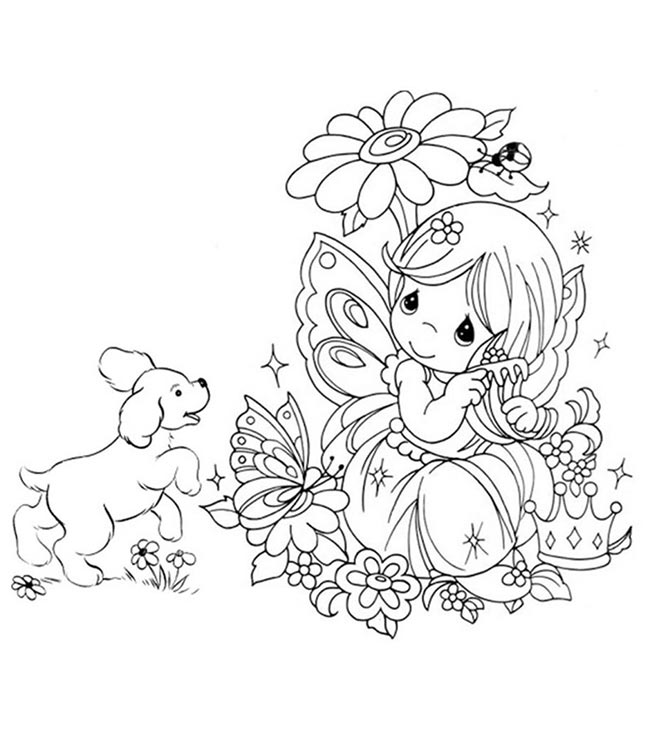 com cachorro Fada do Dente para colorir