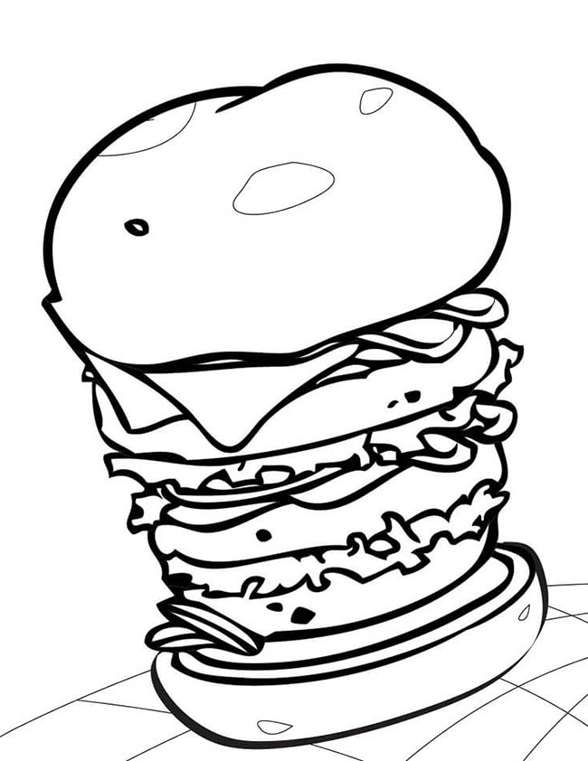 hamburger grande desenhos de comidas gordurosas
