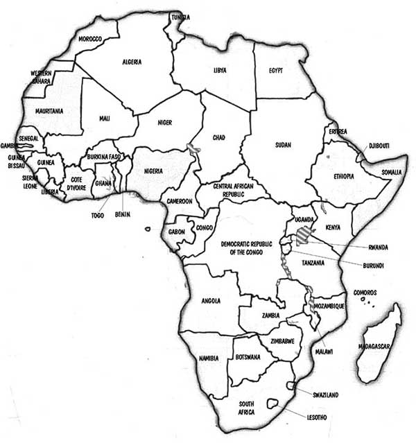 35+ Desenhos do Mapa da África para Imprimir e Colorir/Pintar