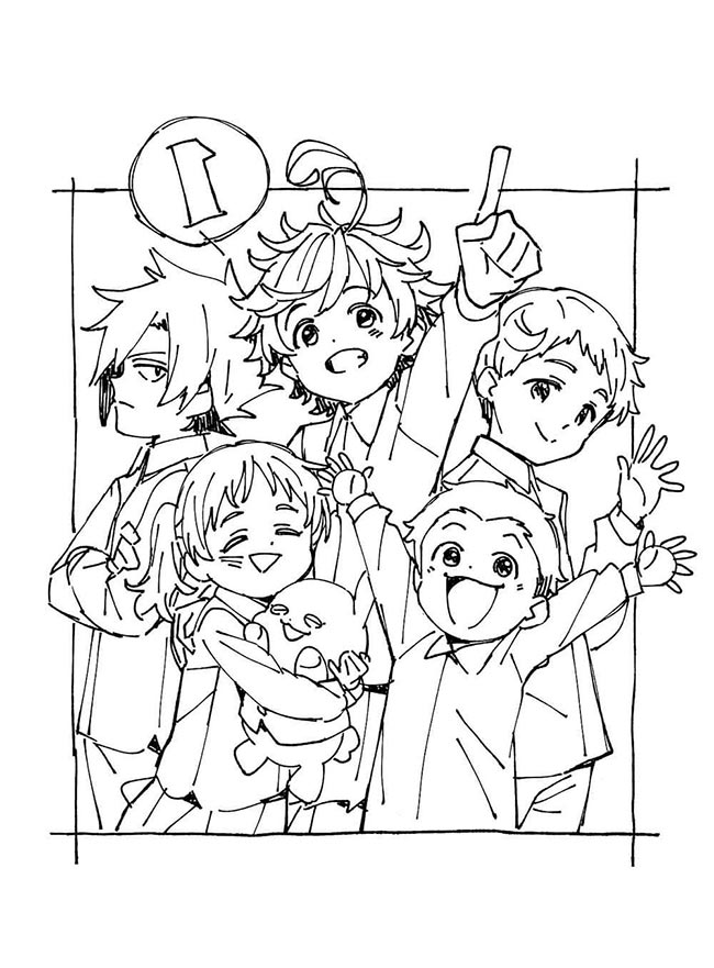 Desenho de The Promised Neverland para pintar 2