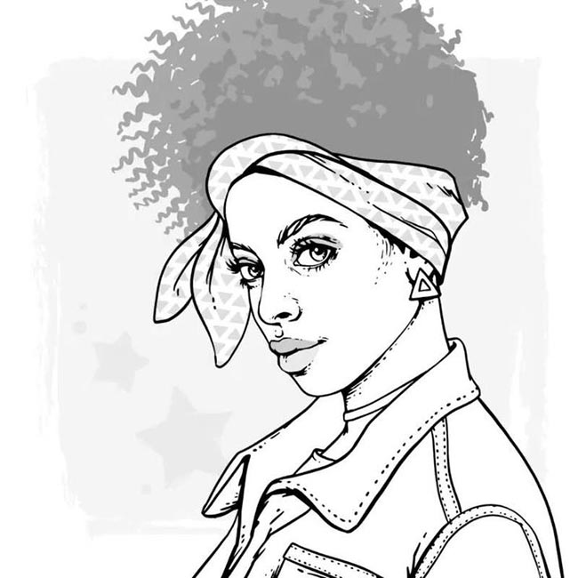 mulher negra para imprimir
