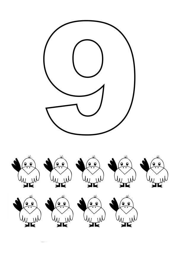 25+ Desenhos do Número 9 Para Imprimir e Colorir (Moldes)