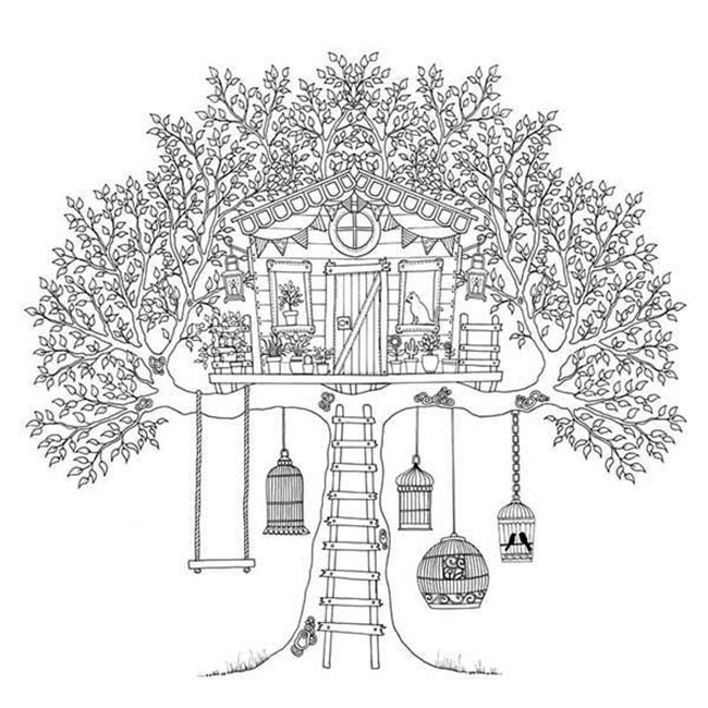 19+ Desenhos de Casa na Árvore para Imprimir e Colorir/Pintar
