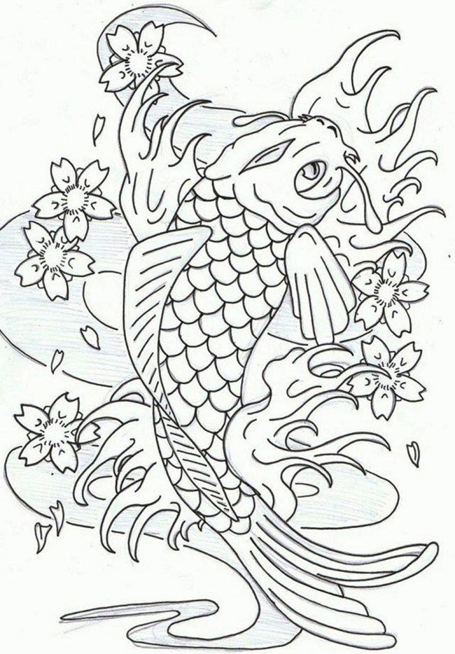 desenhos de carpa com flores para colorir 2 desenhos de carpa com flores para colorir 2