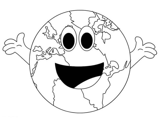 21+ Desenhos do Planeta Terra Feliz para Imprimir e Colorir/Pintar
