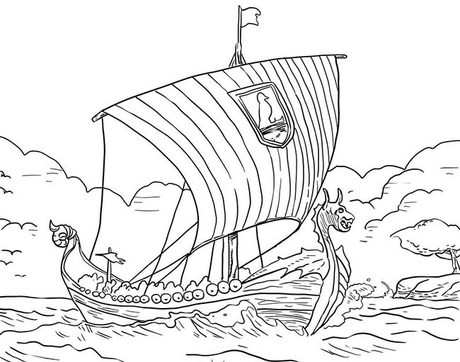 barco Viking para colorir 2