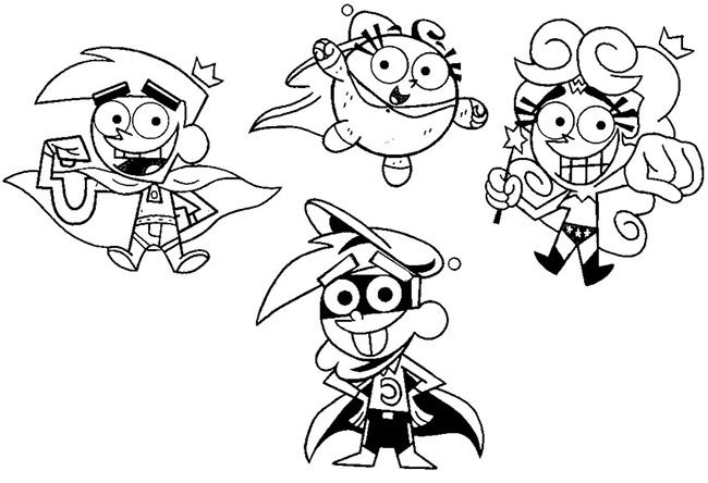 25+ Desenhos do Cosmo e Wanda (Padrinhos Mágicos) para Colorir