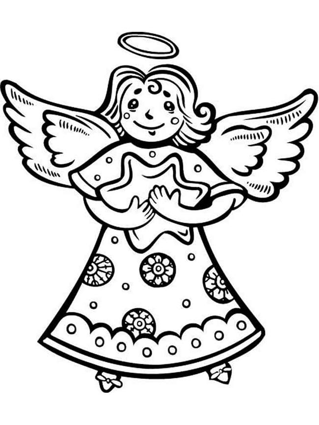 35+ Desenhos/Moldes de Anjo de Natal para Imprimir/Colorir