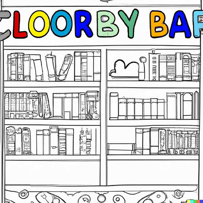 biblioteca para colorir 2