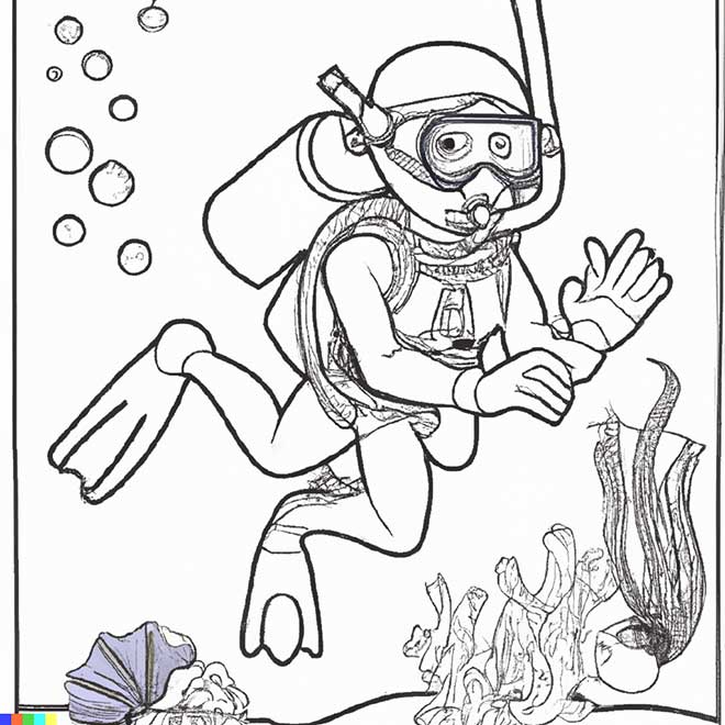 desenhos de mergulhador para colorir 3 1