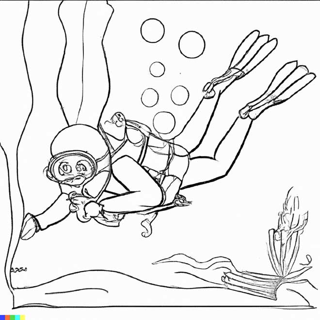 desenhos de mergulhador para colorir 4 2