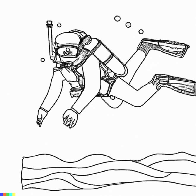 mergulhadores para colorir 1 2
