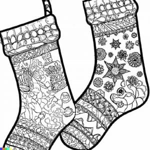 25+ Desenhos de Meias de Natal para Imprimir e Colorir/Pintar
