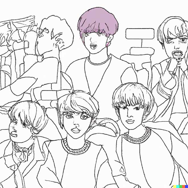 41+ Desenhos do BTS (K-POP) para Imprimir e Colorir/Pintar