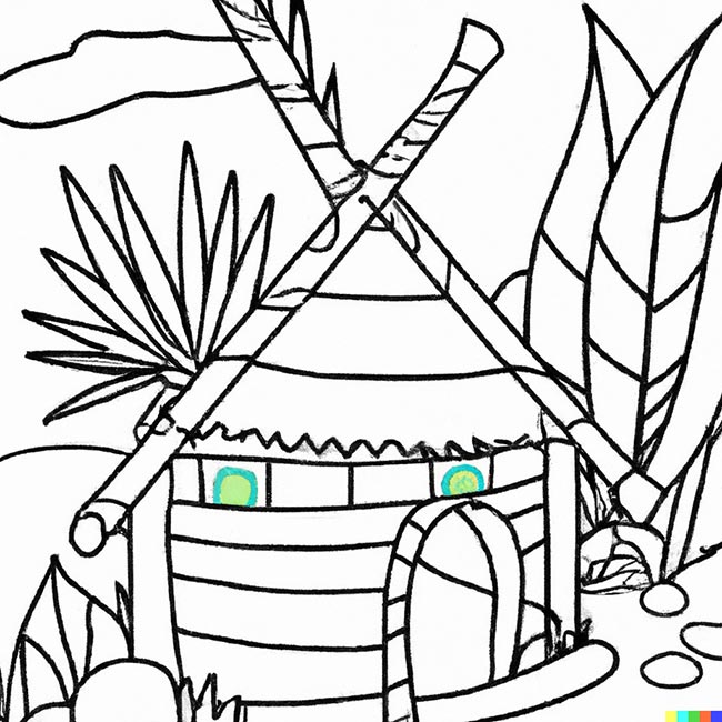DALL·E 2022 11 10 18.45.30 hut pages for coloring