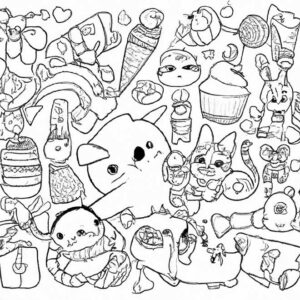 40+ Desenhos de Coisas Fofas para Imprimir e Colorir/Pintar