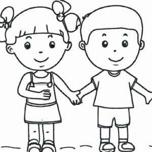 40+ Desenhos de Menino e Menina para Imprimir e Colorir/Pintar