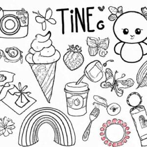 40+ Desenhos de Coisas Fofas para Imprimir e Colorir/Pintar