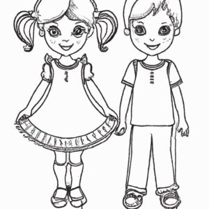 40+ Desenhos de Menino e Menina para Imprimir e Colorir/Pintar