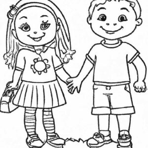 40+ Desenhos de Menino e Menina para Imprimir e Colorir/Pintar