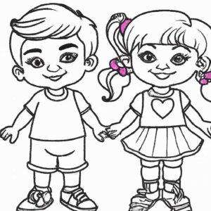 40+ Desenhos de Menino e Menina para Imprimir e Colorir/Pintar